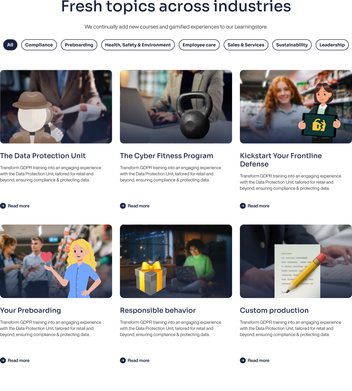 förbyggt innehåll learningstore