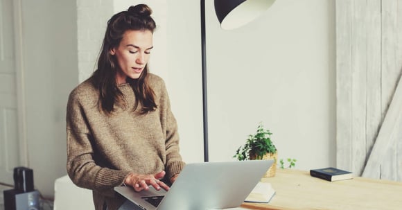 woman using computer